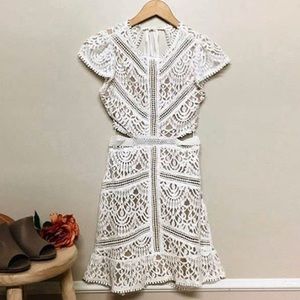 White lace cut out dress